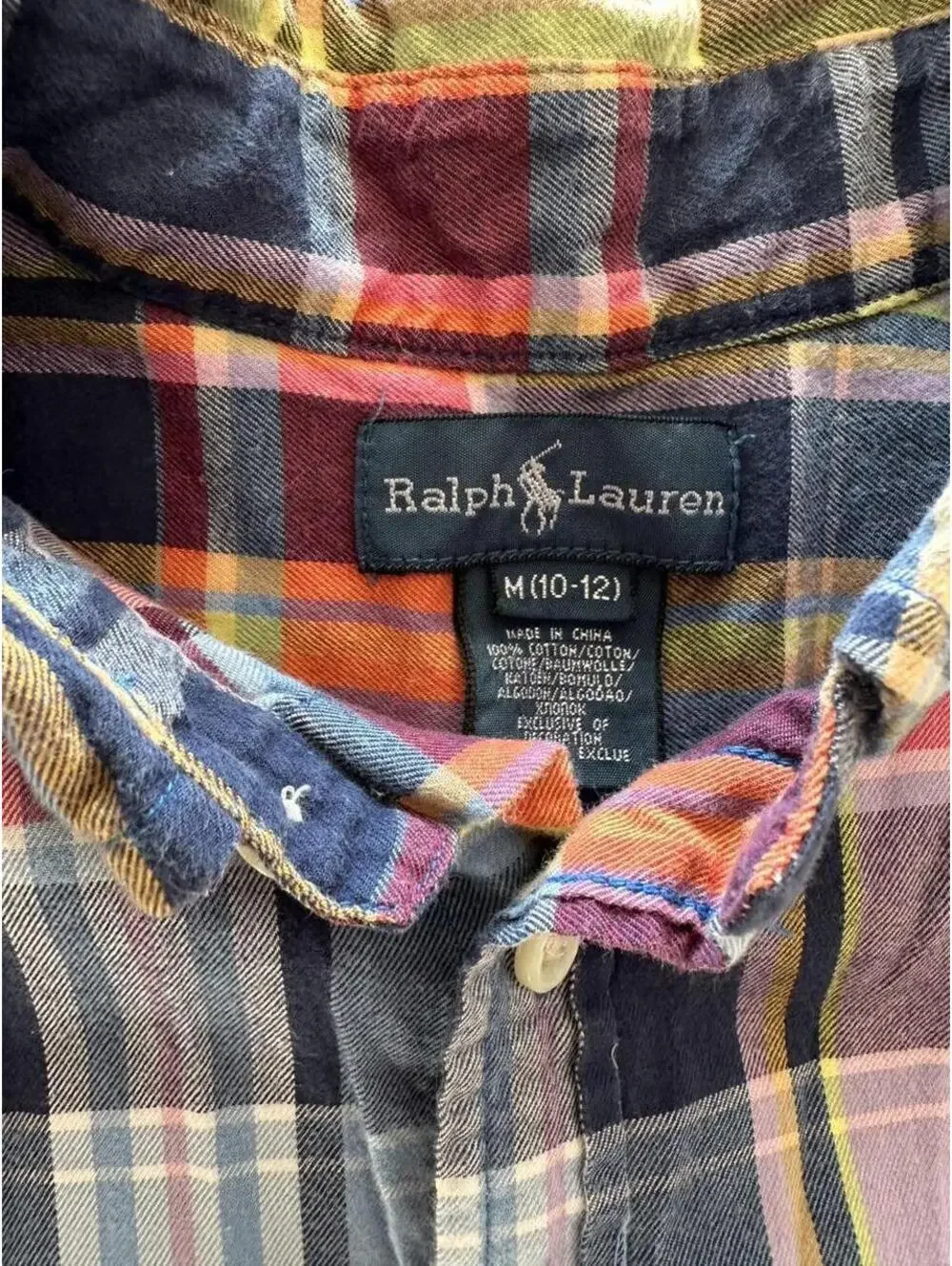 Polo Ralph Lauren Boys M 10-12 Plaid Button Down Shirt Multicolor Cotton